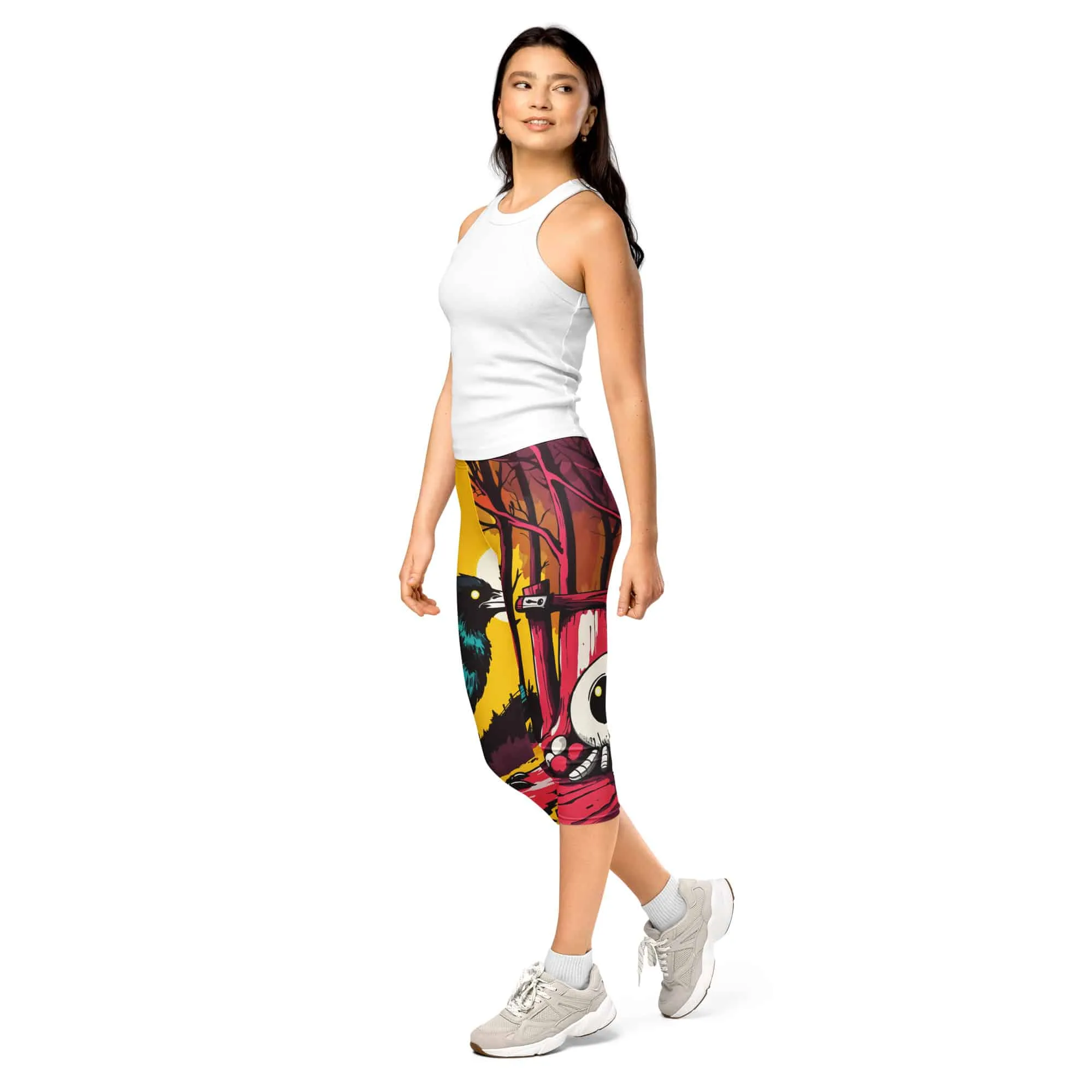 Raven Horror Forest | Capri-Leggings Damen