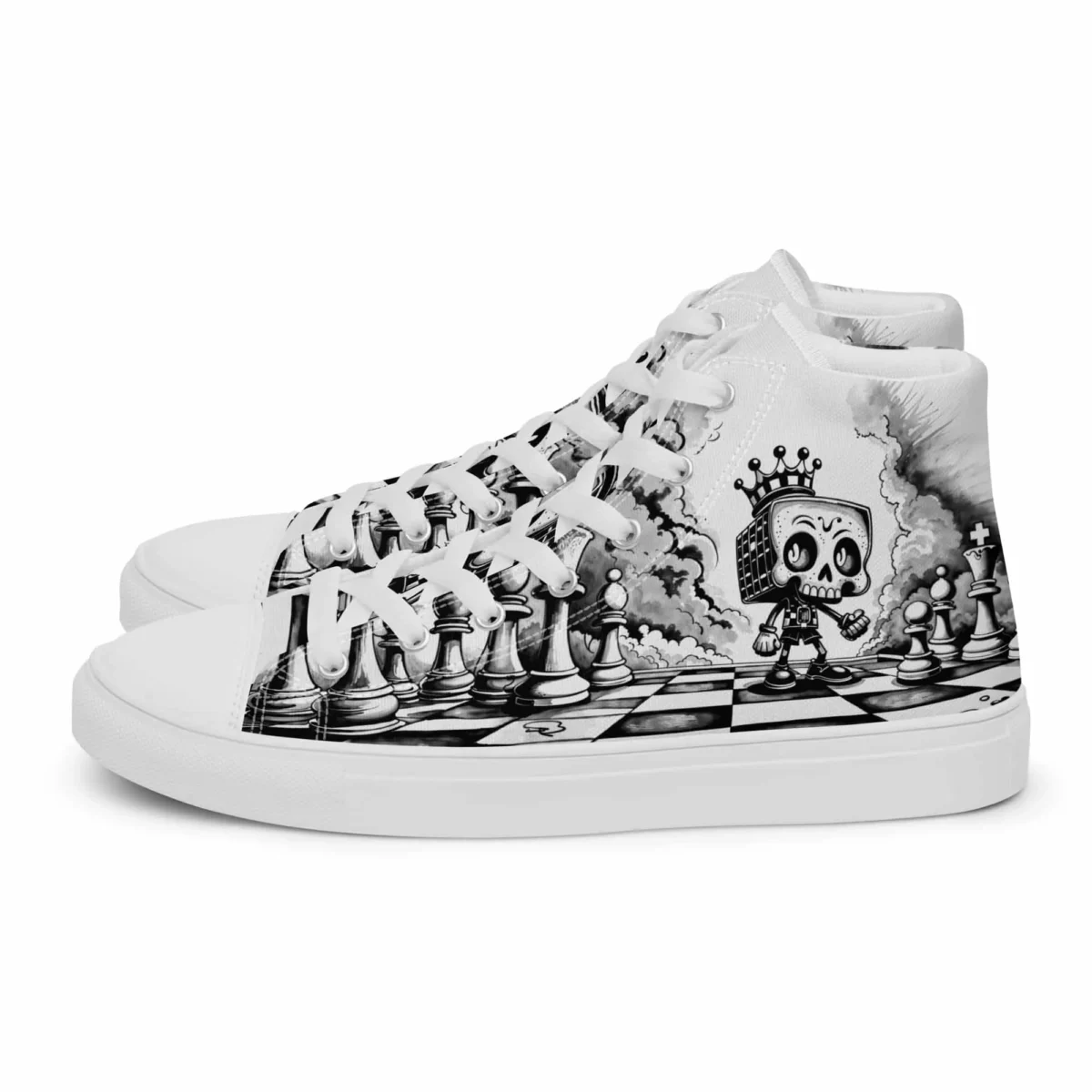 Chess Skull | Canvas High-Top Sneaker Herren