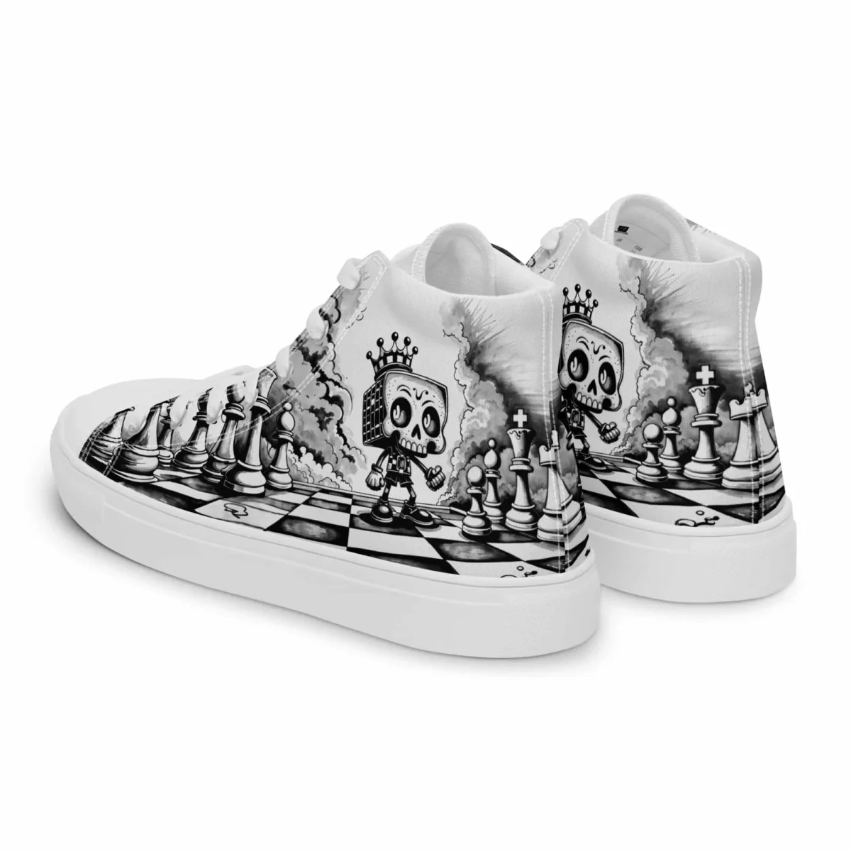 Chess Skull | Canvas High-Top Sneaker Herren