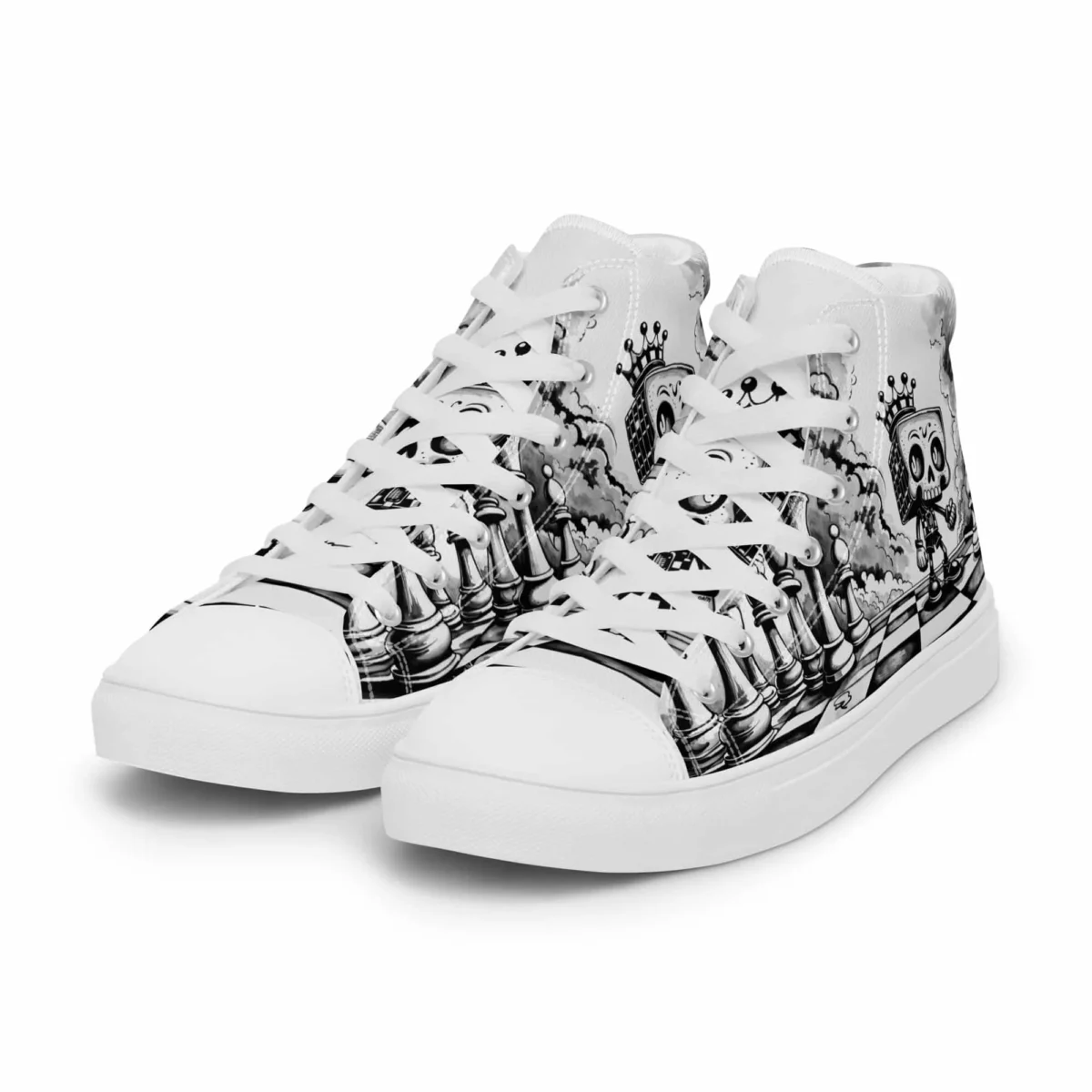 Chess Skull | Canvas High-Top Sneaker Herren