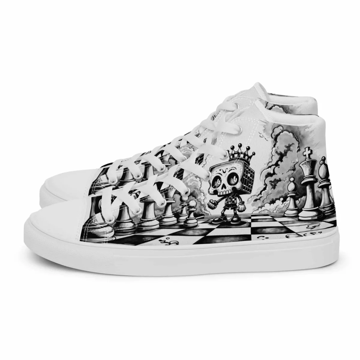 Chess Skull | Canvas High-Top Sneaker Damen