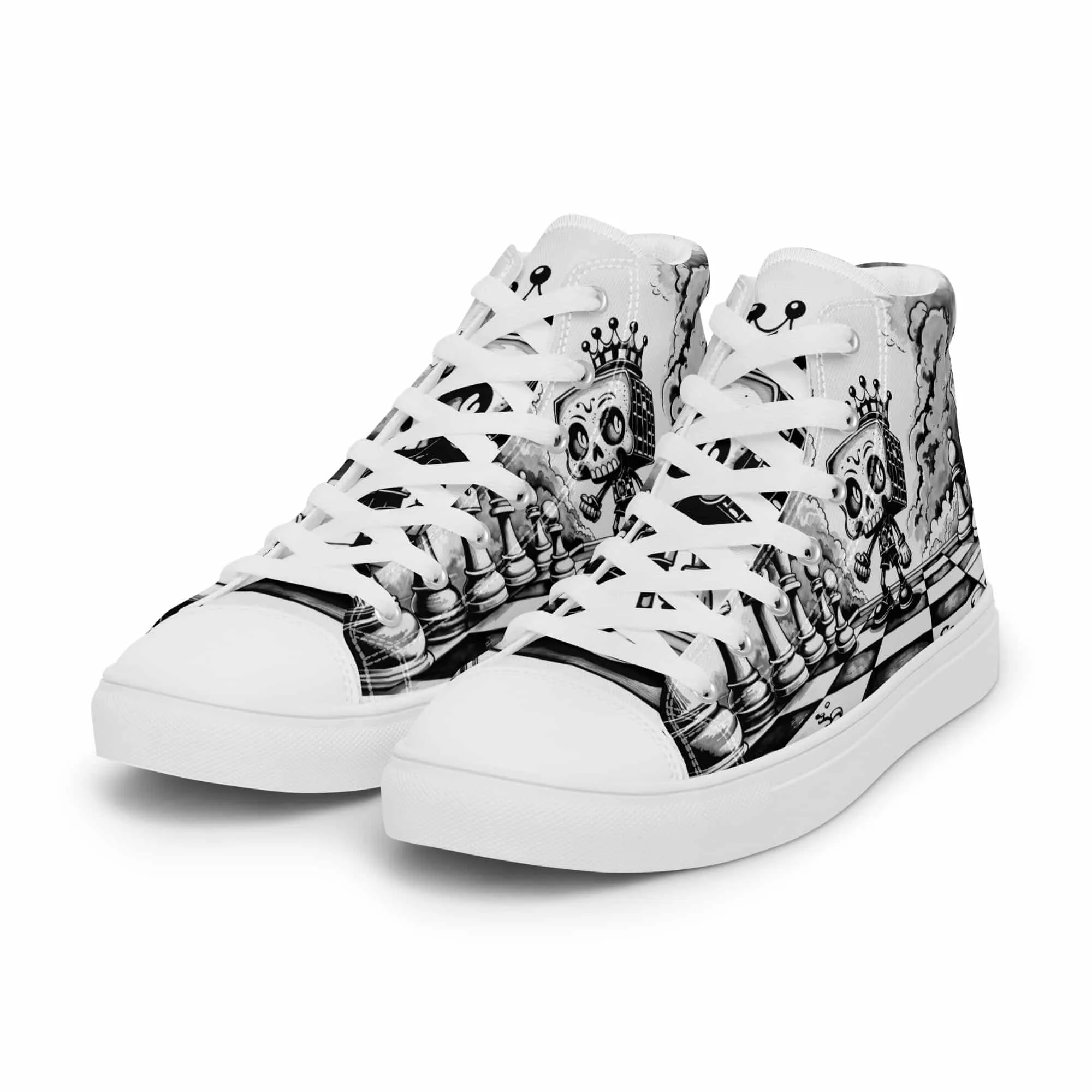 Chess Skull | Canvas High-Top Sneaker Damen