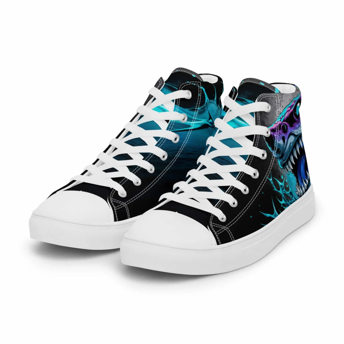 Shark Neon | Canvas High-Top Sneaker Damen