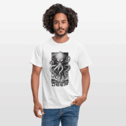 EnrolDesign_Deep_Shirt_Mann From the Deep T-Shirt Kraken Design Schwarz-Weiß