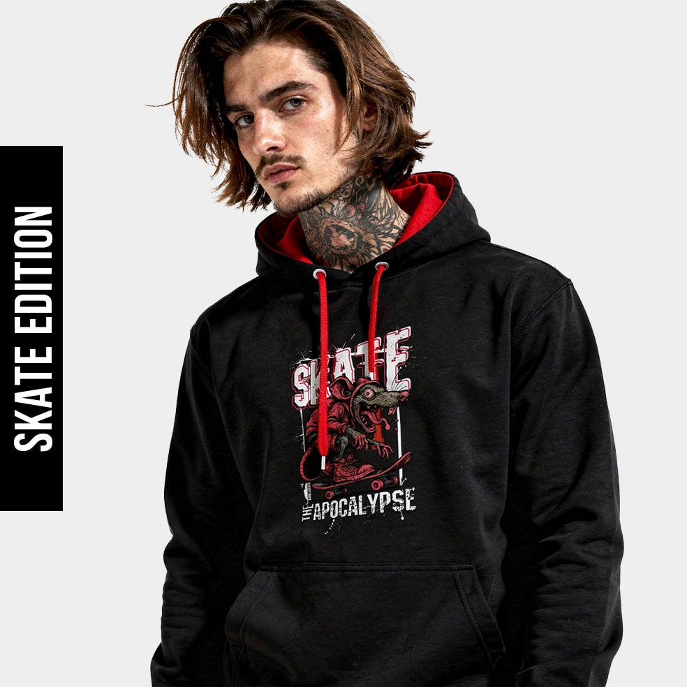 EnrolDesign Hoodie Rat Mann Hoodie Dark Skater Hoodie Rat