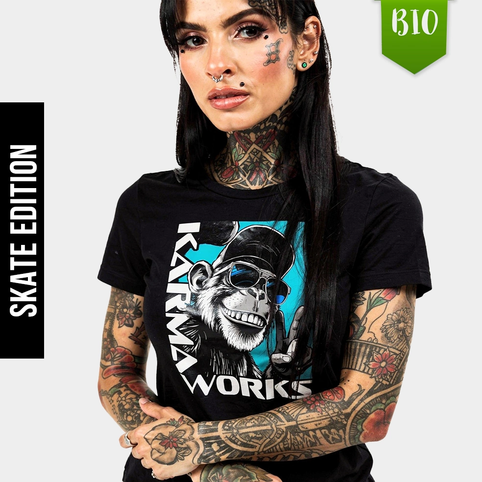 EnrolDesign - Shirt - Frauen Shirt - Dark - Skater Shirt - Karma Works - Blue