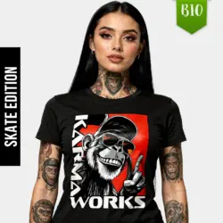 EnrolDesign - Shirt - Frauen Shirt - Dark - Skater Shirt - Karma Works - Red