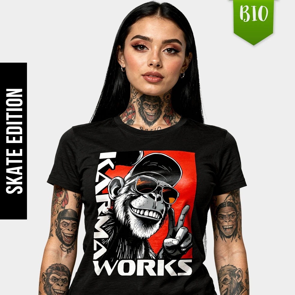 EnrolDesign - Shirt - Frauen Shirt - Dark - Skater Shirt - Karma Works - Red