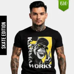 EnrolDesign - Shirt - Mann Shirt - Dark - Skater Shirt - Karma Works - yellow