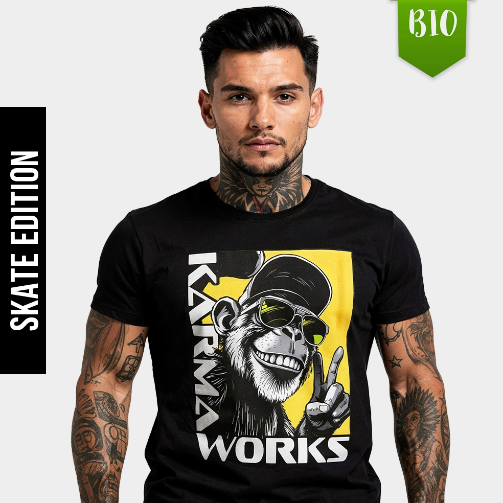 EnrolDesign - Shirt - Mann Shirt - Dark - Skater Shirt - Karma Works - yellow