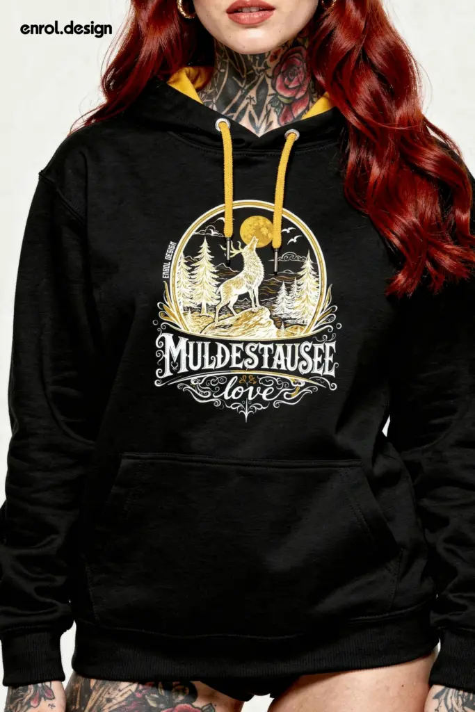 EnrolShop - Muldestausee Hoodie - Schwarz Gelb - EnrolDesign - Frau - 02